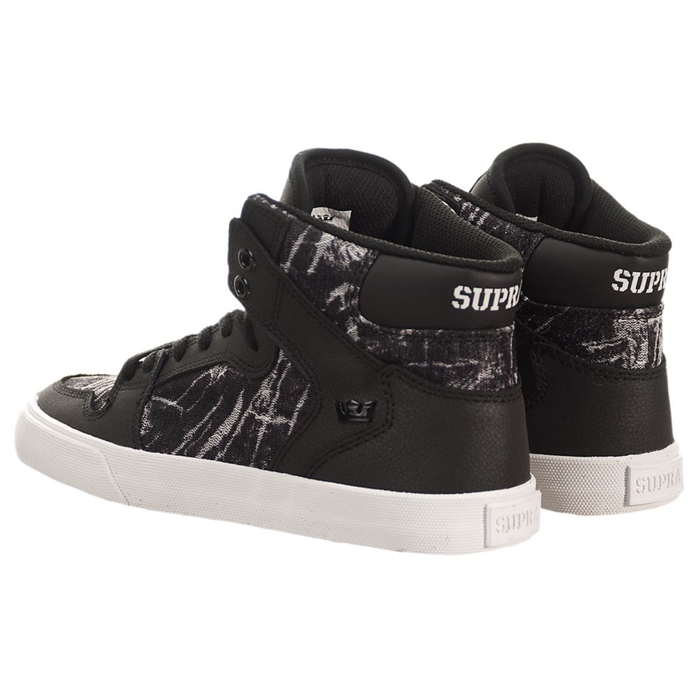 Baskets Montantes Supra Vaider Noir Grise Black/Print-White Femme | CTR-71127193